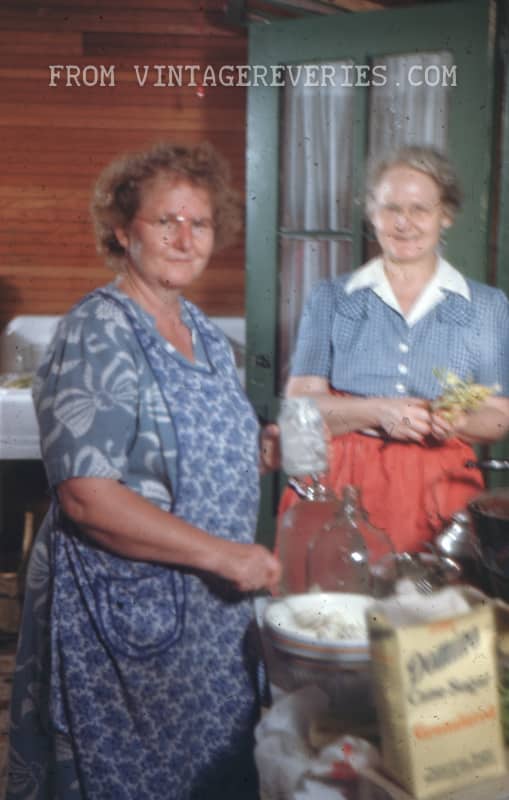 Old ladies cooking using Domino Sugar
