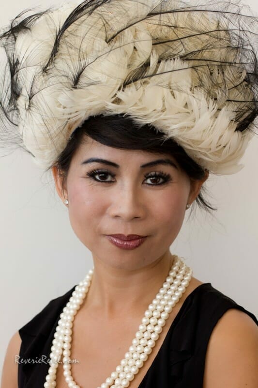 1950s-1960s feathered hat Audrey Hepburn style