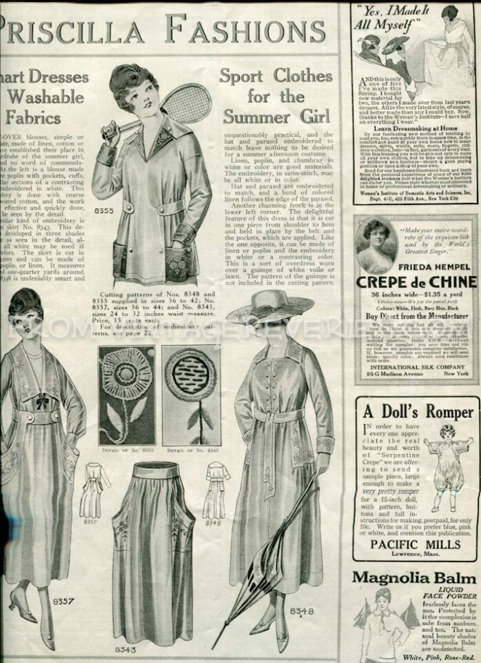 1917 fashions, advertisements, and articles from The Modern Priscilla – July 1917 issue