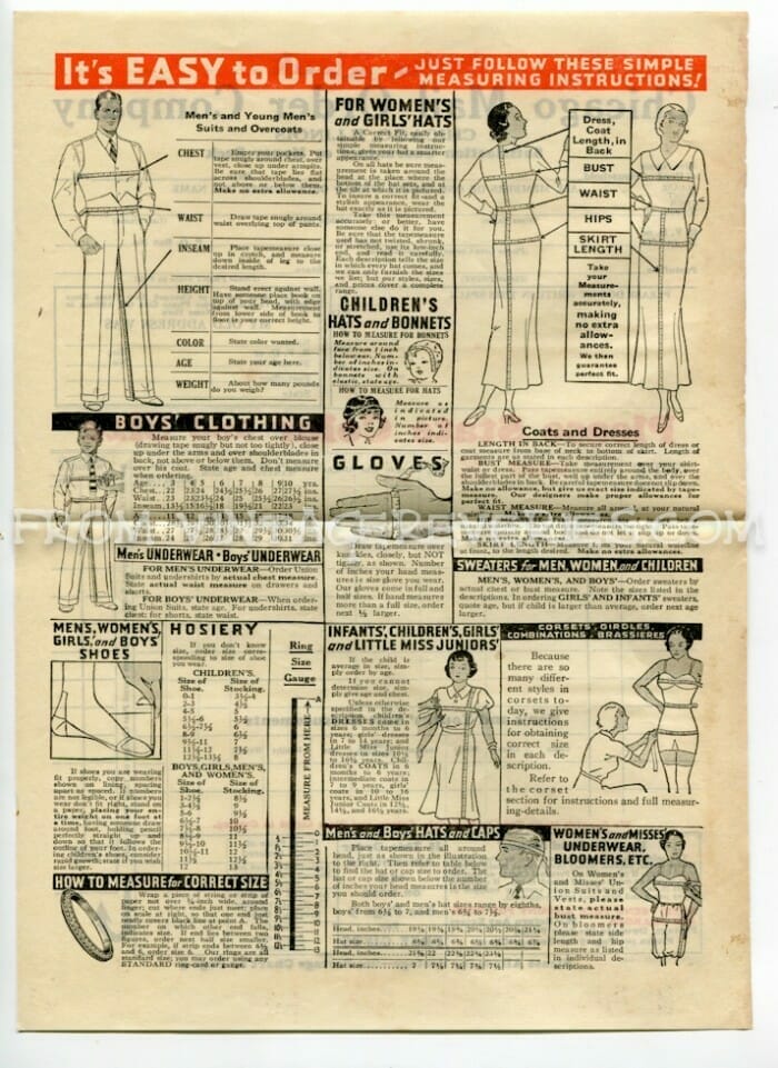 Measuring Instructions for 1930s Fashions