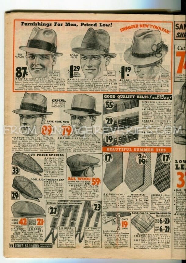 1935 Boys and Mens Fashions - hats, suits, shirts, pants...