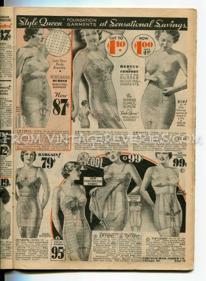 1935 Lingerie and Foundation Fashions – garters, corsets, shapewear, bras…
