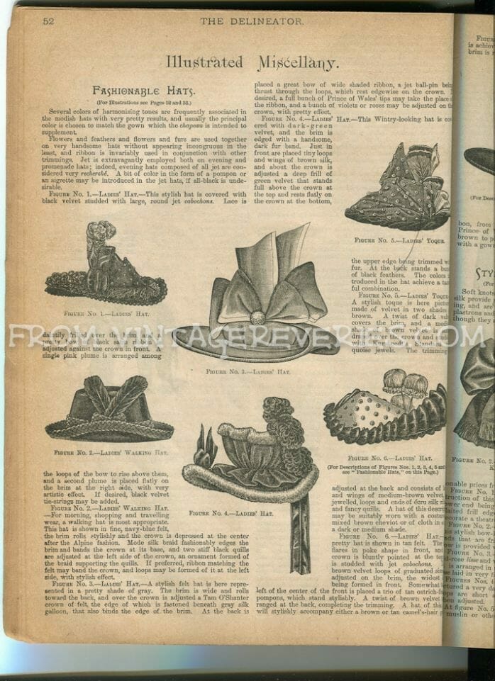 Illustrated Miscellany: 1892 Hat Fashions, Victorian Embroidery, Dressmaking at Home, and other household crafts