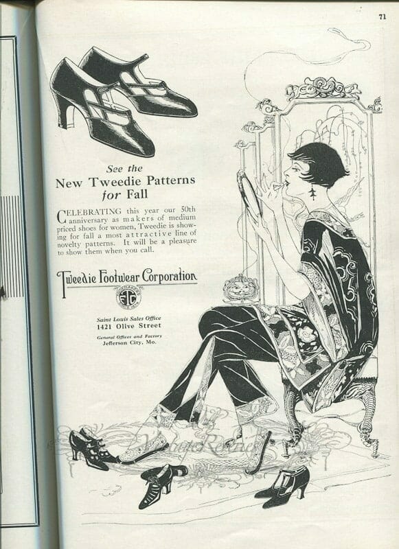 1920s Shoe Advertisements: Women’s shoes, children’s shoes, and mens shoes.