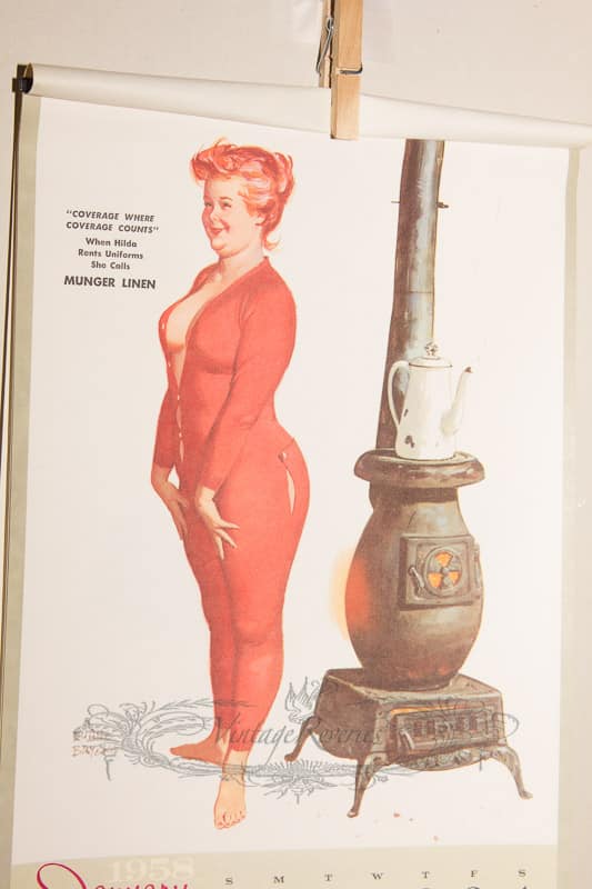 1958 Hilda Calendar – an Illustrated curvy BBW Cheesecake Pinup