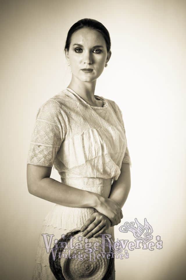 White Edwardian Lace Dress on Andrea
