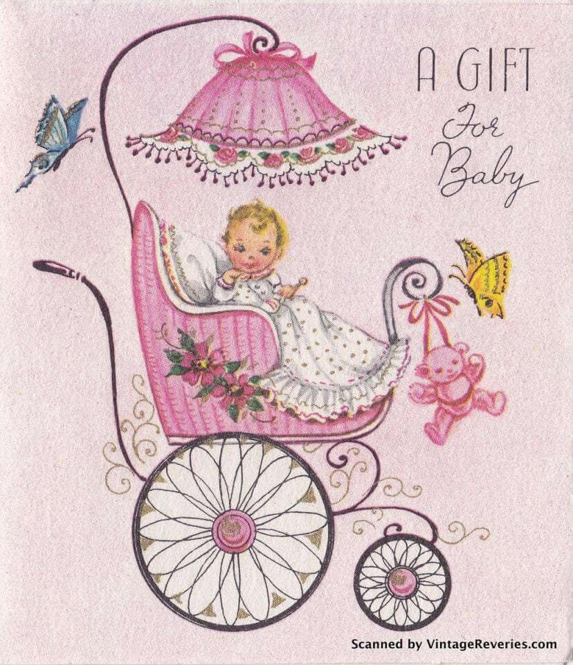 5 Sheets 4 Design VINTAGE 1950-60's ADORABLE BABY SHOWER GIFT