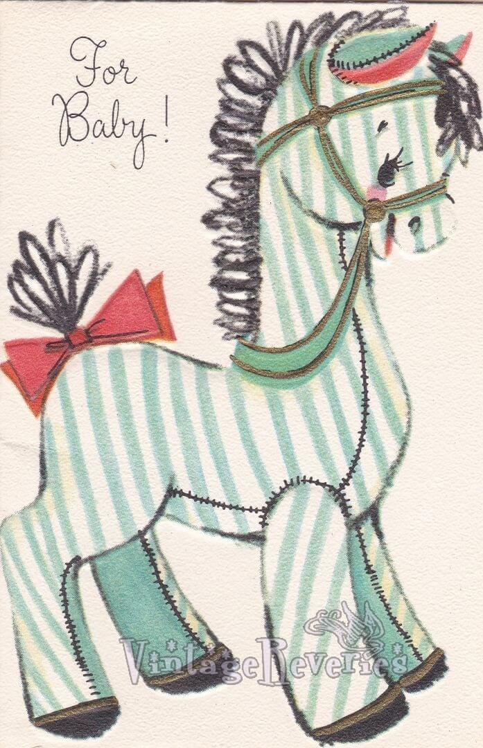 green striped toy horse illustration