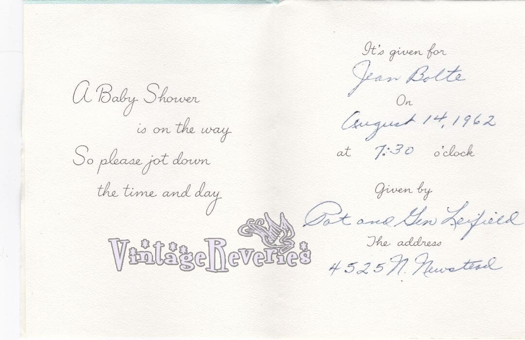 Baby Shower Invitation Scan from the early 1960s