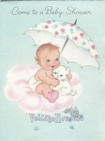 1960s baby shower invitation card