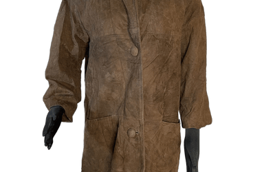 Soft Suede Vintage Coat with Fox Fur Collar