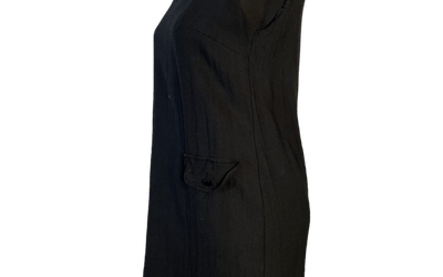 Little black linen shift mini dress – vintage 1960s