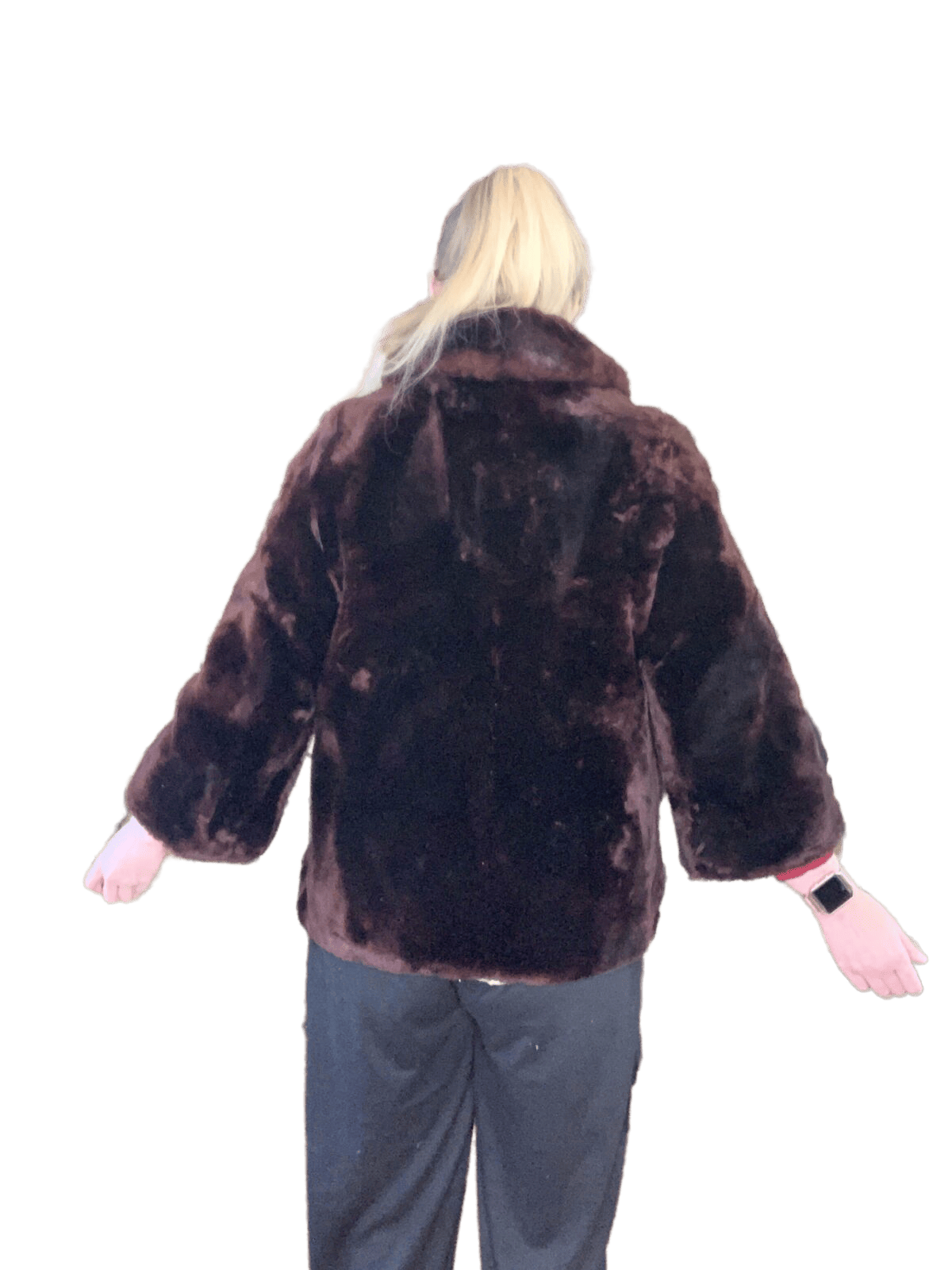 Cute short vintage 1960s mouton fur short coat