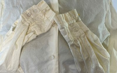 Sheer cream long sleeve shirt with decorative pleats – Nantucket USA label