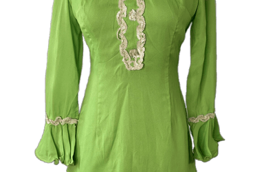 Bright happy neon green long sleeve 60s minidress