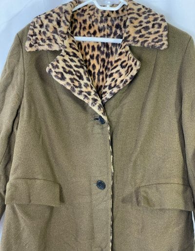 large vintage 60s coat with leopard print lining