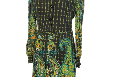 Vintage 1970s or early 1980s psychedelic paisley shirt dress
