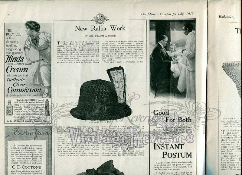 Edwardian Raffia Hat Making Instructions & 3 Collar & Cuff Sets