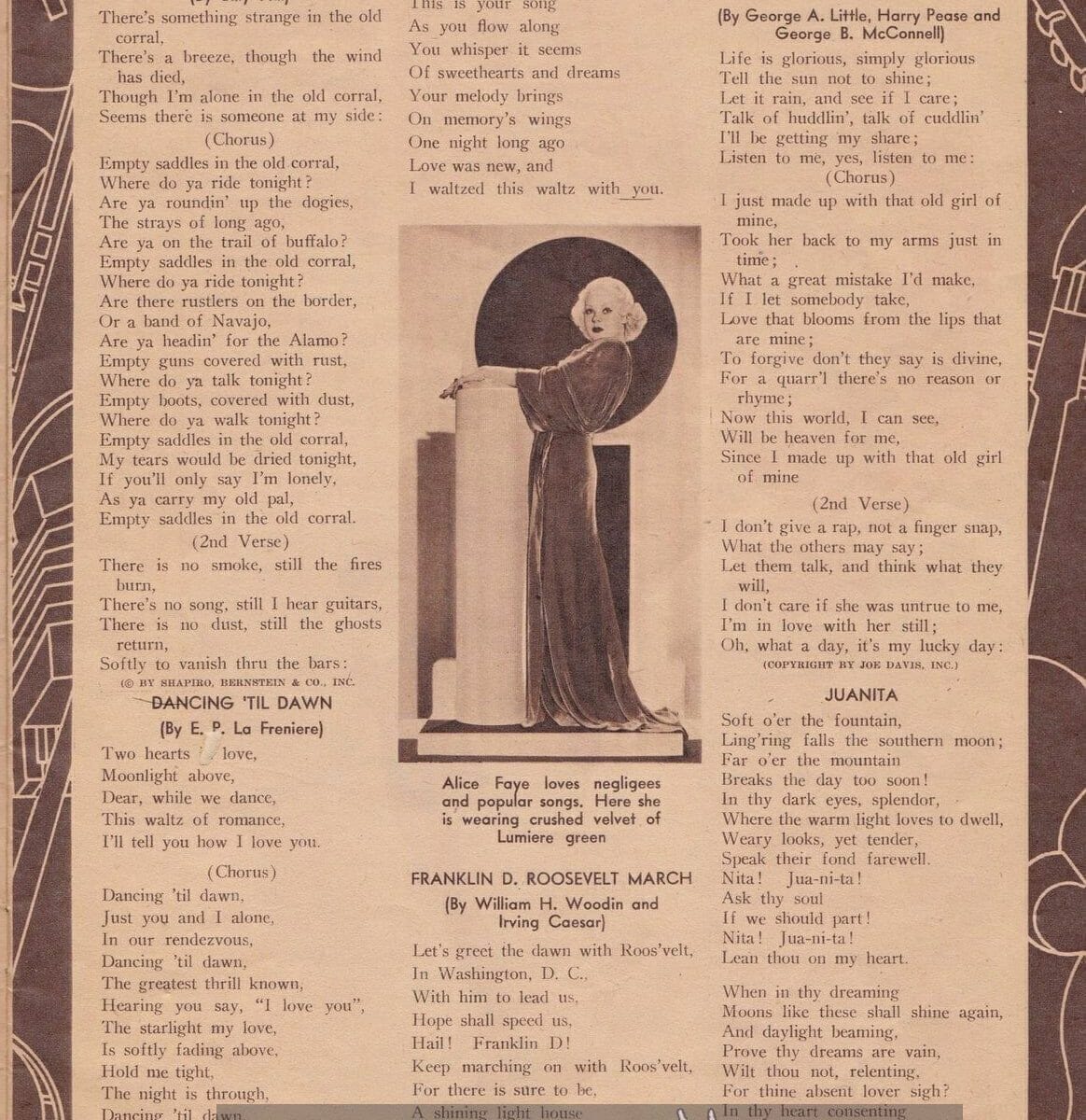 Lyrics to popular 1930s songs pt1