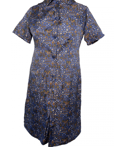 Rare Plus Size Large Vintage Paisley Print Dress from 1970s-80s